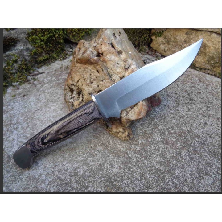 Lot de 3 Couteau de Chasse Bowie Lame Acier 2Cr13 Garde Etui Simili Cuir Manche Bois PA203204 - Livraison Gratuite