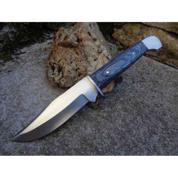 Lot de 3 Couteau de Chasse Bowie Lame Acier 2Cr13 Garde Etui Simili Cuir Manche Bois PA203204 - Livraison Gratuite