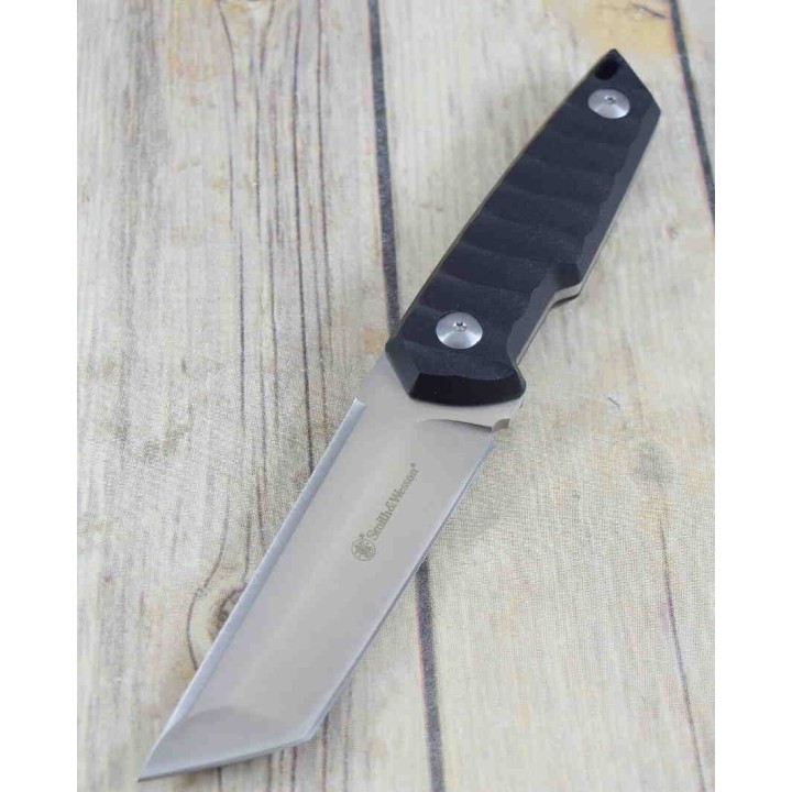 Couteau Tactical Smith&Wesson 24/7 Tanto Lame 8Cr13MoV Manche G10 Etui Nylon SW1147099 - Livraison Gratuite