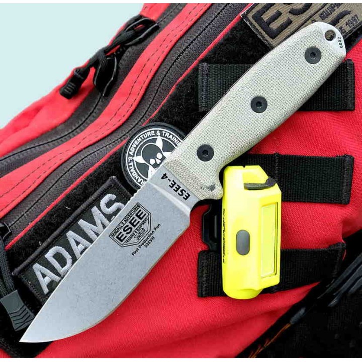 Couteau Esee Model 4 Lame Acier S35VN Manche Micarta Etui Polymère Made In USA ES4PS35V - Livraison Gratuite