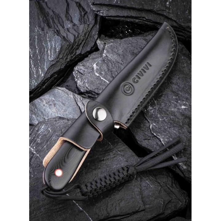 Couteau CIVIVI Elementum Lame Fixe Acier 10Cr15CoMoV Manche G10 Etui Cuir CIVC2104A - Livraison Gratuite