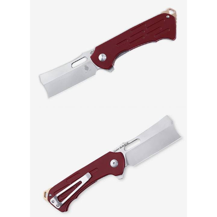 Couteau Kizer Quatch Red Lame Acier N690 Manche G10 IKBS Linerlock Clip KIV3574N2 - Livraison Gratuite