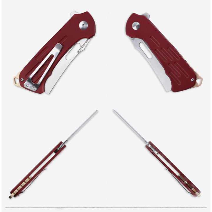 Couteau Kizer Quatch Red Lame Acier N690 Manche G10 IKBS Linerlock Clip KIV3574N2 - Livraison Gratuite