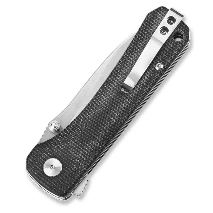 Couteau QSP Hawk Black Lame Acier 14C28N Manche Micarta IKBS Clip QS131J - Livraison Gratuite