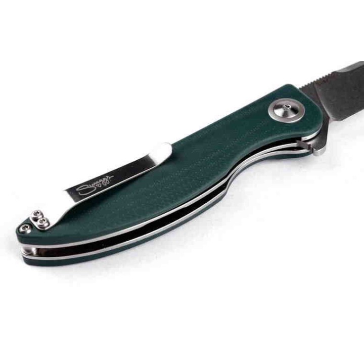 Couteau Kizer Sway Green Button Lock Lame Acier N690 Manche G10 IKBS Clip KIV3566N5 - Livraison Gratuite