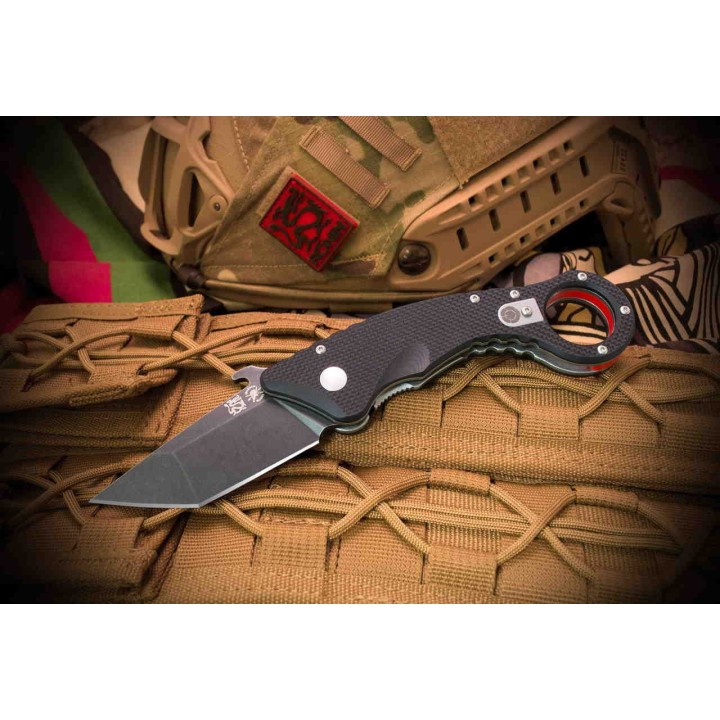 Couteau Karambit Spartan Shoto Tanto Lame 154CM Manche G10 Linerlock Clip Made USA SBSFBL9BK - Livraison Gratuite