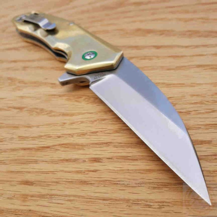 Couteau Rough Ryder Brass Lame Acier D2 Manche Laiton Linerlock Clip RR2179 - Livraison Gratuite