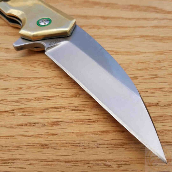 Couteau Rough Ryder Brass Lame Acier D2 Manche Laiton Linerlock Clip RR2179 - Livraison Gratuite