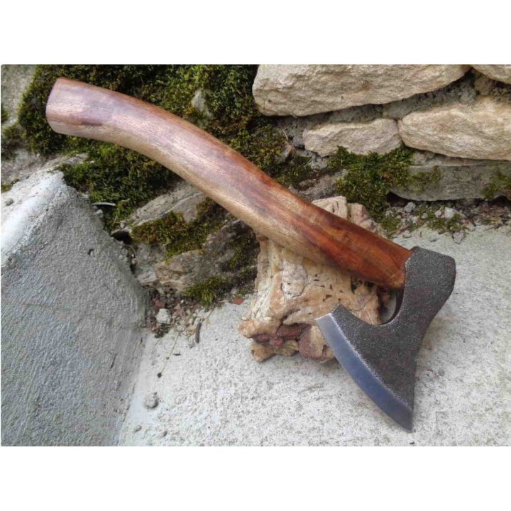 Hache De Viking Tomahawk Lame Acier Carbone Manche Bois Etui Cuir VIK01 - Livraison Gratuite