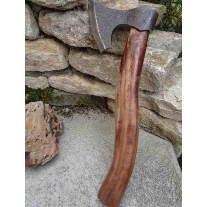 Hache De Viking Tomahawk Lame Acier Carbone Manche Bois Etui Cuir VIK01 - Livraison Gratuite