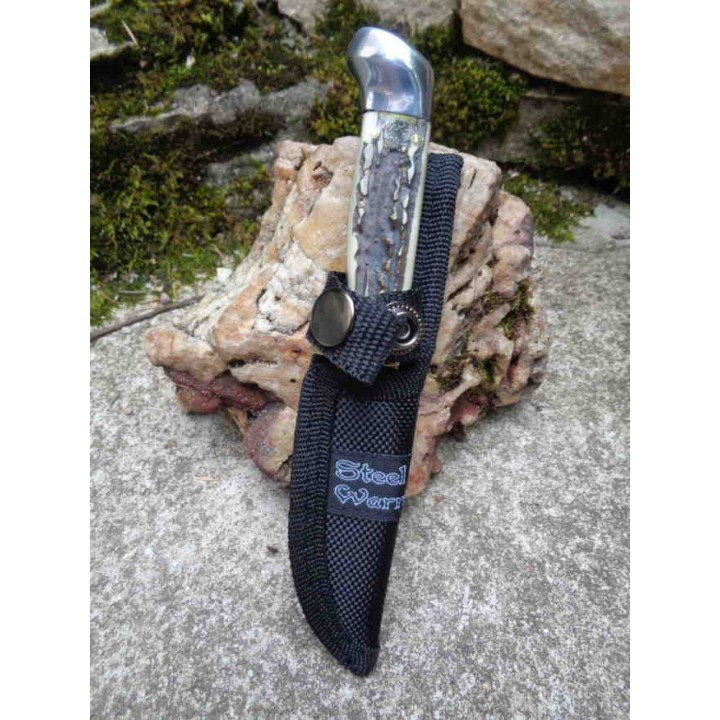 Couteau de Chasse Skinner Lame Acier 440 Manche Résine Etui Nylon FSW600SBR - Livraison Gratuite