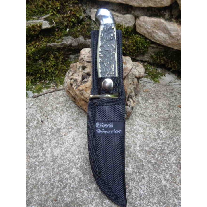 Couteau de Chasse Skinner Lame Acier 440 Manche Résine Etui Nylon Frost Cutlery FSW601SBR - Livraison Gratuite