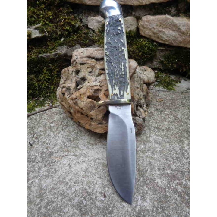Couteau de Chasse Skinner Lame Acier 440 Manche Résine Etui Nylon Frost Cutlery FSW601SBR - Livraison Gratuite
