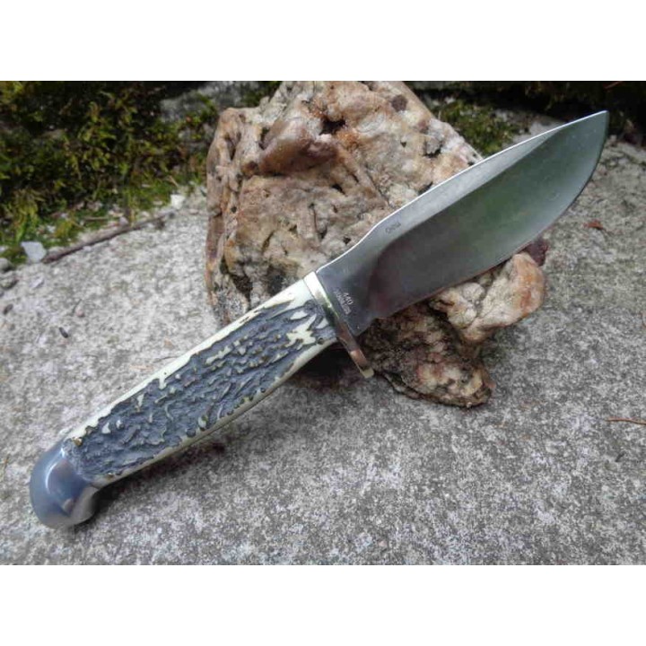 Couteau de Chasse Skinner Lame Acier 440 Manche Résine Etui Nylon Frost Cutlery FSW601SBR - Livraison Gratuite