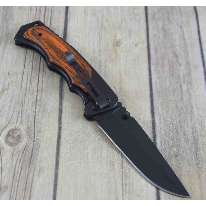 Couteau Smith&Wesson Gentleman Lame 8Cr13MoV Manche Bois Framelock Clip SW1147091 - Livraison Gratuite
