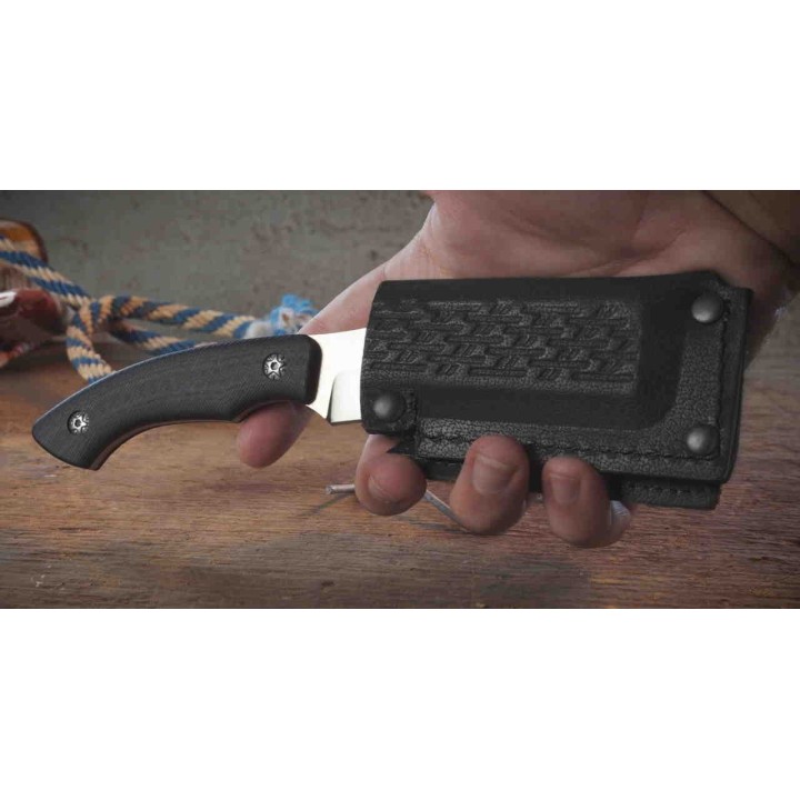 Couteau Skinner ABKT Tac Lame Acier 8Cr13MoV Manche G10 Etui Cuir AB1001 - Livraison Gratuite