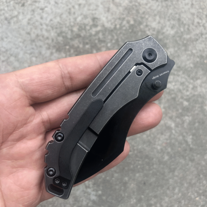 Couteau Kansept Pelican BLK Lame Acier CPM-S35VN Manche Titane IKBS Framelock Clip K1018A4 - Livraison Gratuite