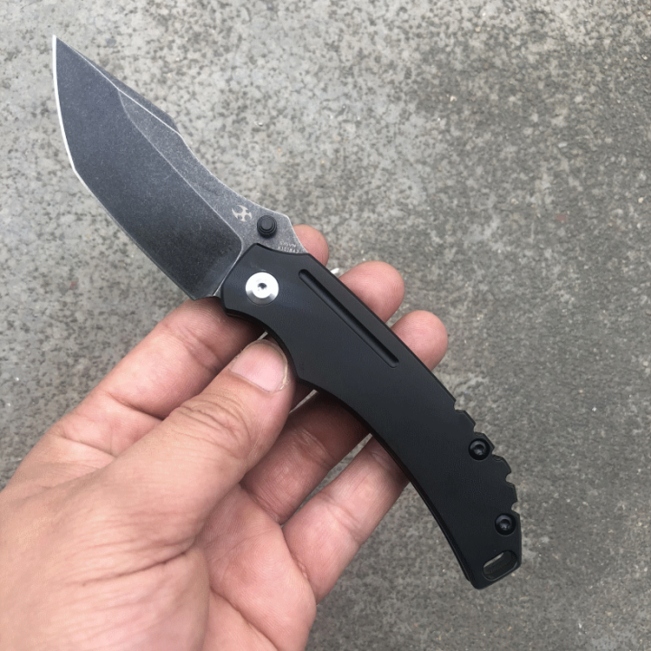 Couteau Kansept Pelican Tanto Lame Acier CPM-S35VN Manche Titane IKBS Framelock Clip K1018A2 - Livraison Gratuite