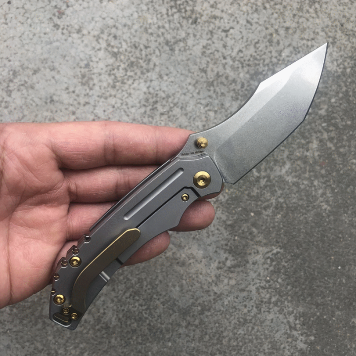 Couteau Kansept Pelican Tanto Lame Acier CPM-S35VN Manche Titane IKBS Framelock Clip K1018A1 - Livraison Gratuite