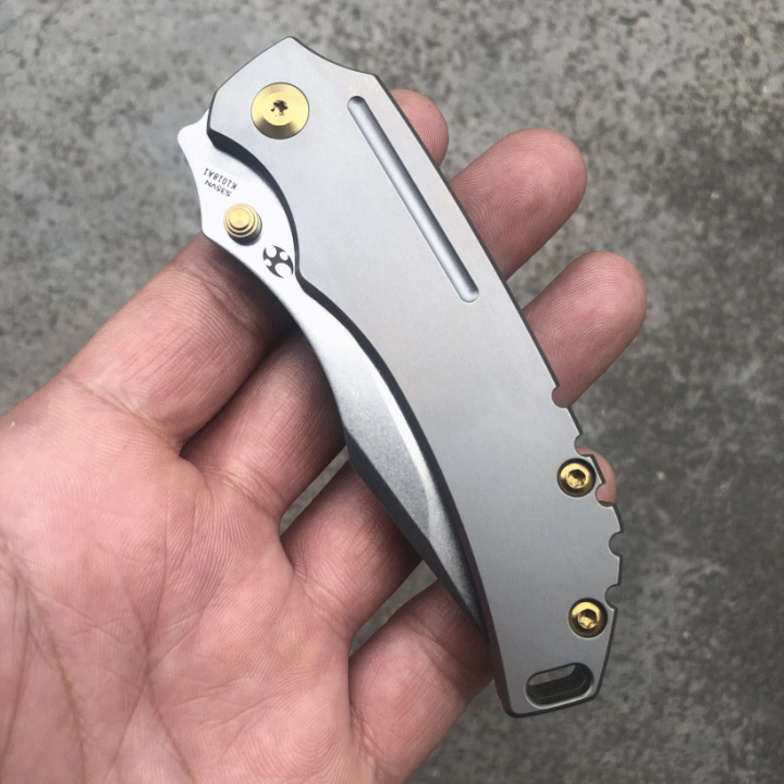 Couteau Kansept Pelican Tanto Lame Acier CPM-S35VN Manche Titane IKBS Framelock Clip K1018A1 - Livraison Gratuite