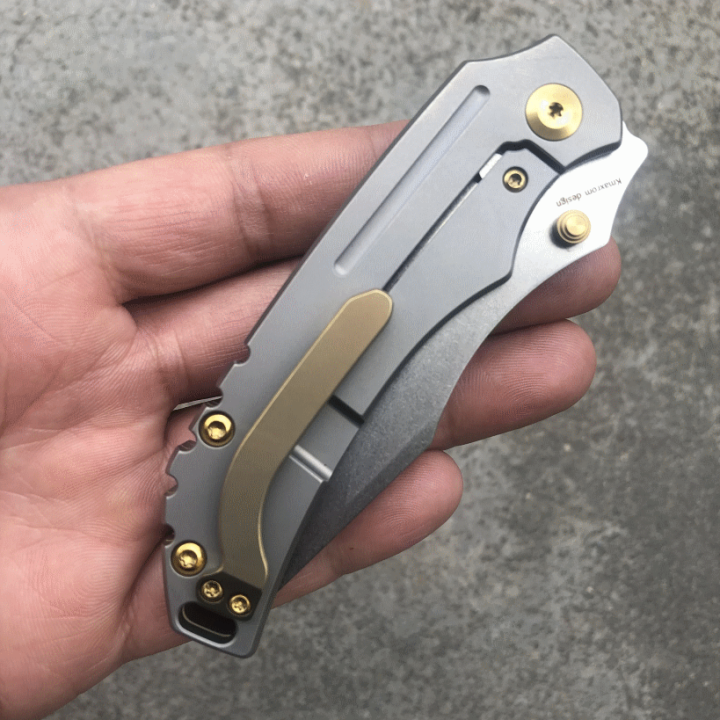 Couteau Kansept Pelican Tanto Lame Acier CPM-S35VN Manche Titane IKBS Framelock Clip K1018A1 - Livraison Gratuite