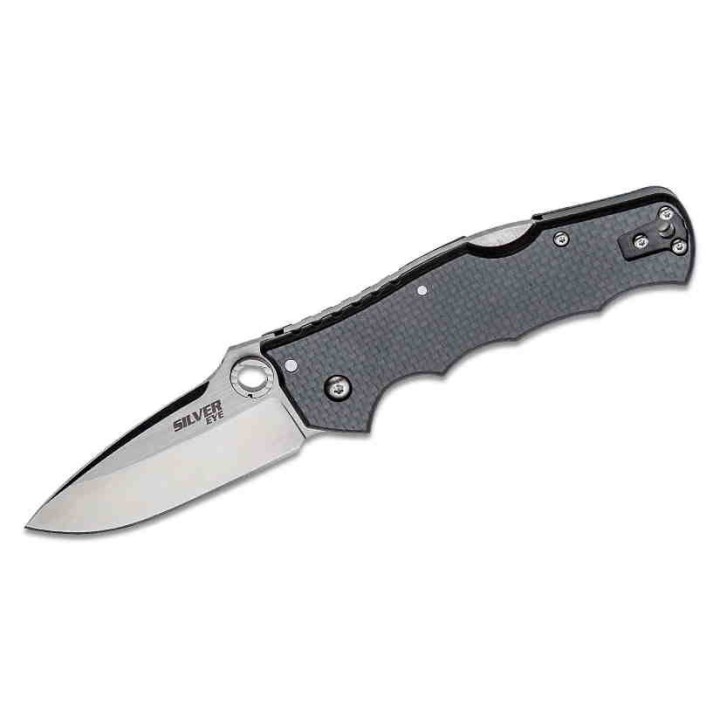 Couteau Cold Steel Silver Eye Lame Acier S35VN Manche Fibre de Carbone Lockback Clip CS62QCFB - Livraison Gratuite
