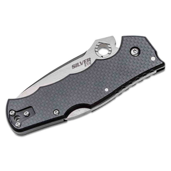 Couteau Cold Steel Silver Eye Lame Acier S35VN Manche Fibre de Carbone Lockback Clip CS62QCFB - Livraison Gratuite