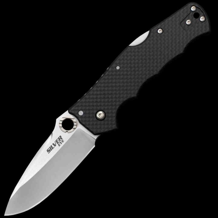 Couteau Cold Steel Silver Eye Lame Acier S35VN Manche Fibre de Carbone Lockback Clip CS62QCFB - Livraison Gratuite
