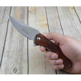 Couteau ELK RIDGE A/O Lame Acier 3Cr13 Manche Bois Linerlock Clip ERA961BR - Livraison Gratuite