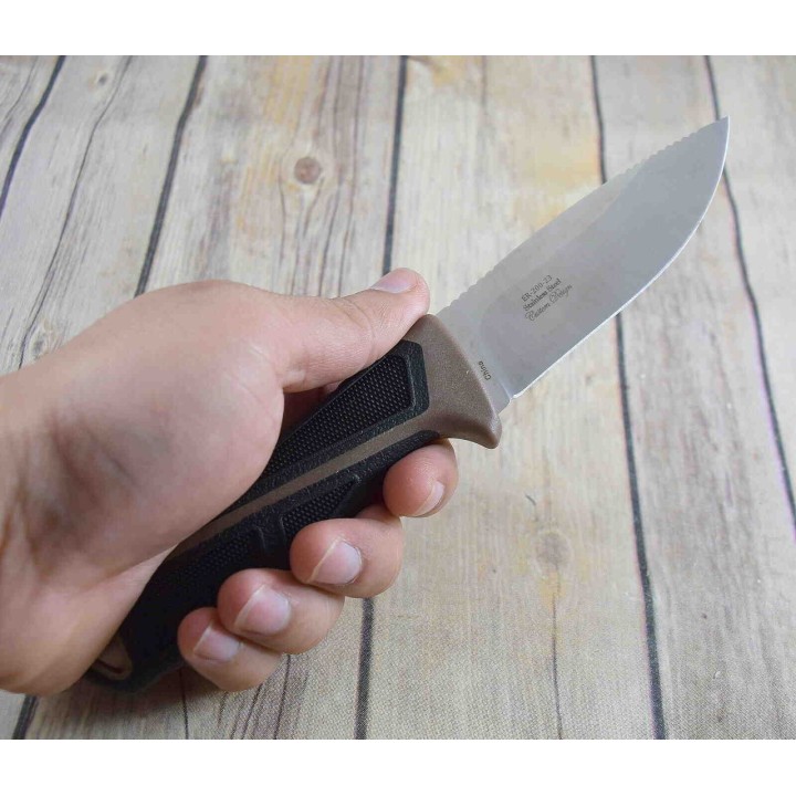 Couteau de Survie Elk Ridge Lame Acier 3Cr13 Manche FRN Etui Nylon Allume Feu ER20023BR - Livraison Gratuite