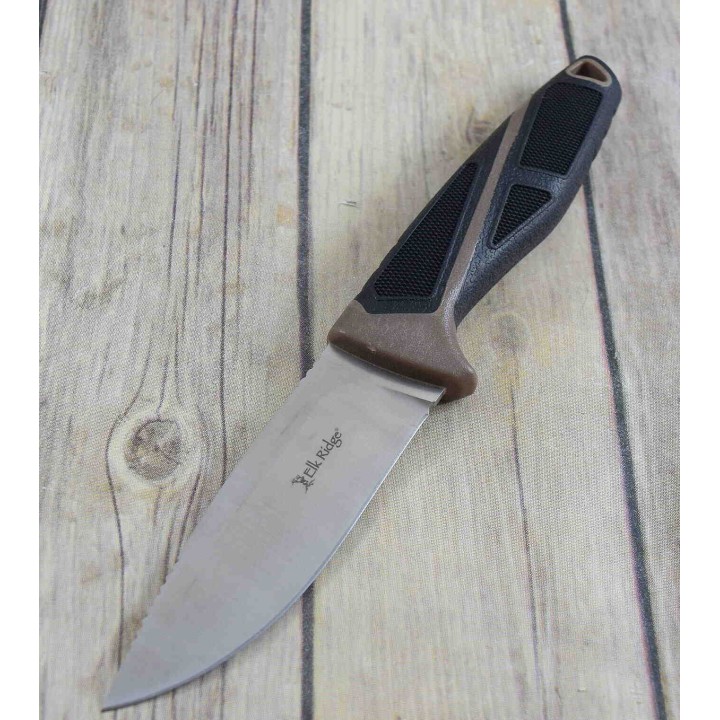 Couteau de Survie Elk Ridge Lame Acier 3Cr13 Manche FRN Etui Nylon Allume Feu ER20023BR - Livraison Gratuite