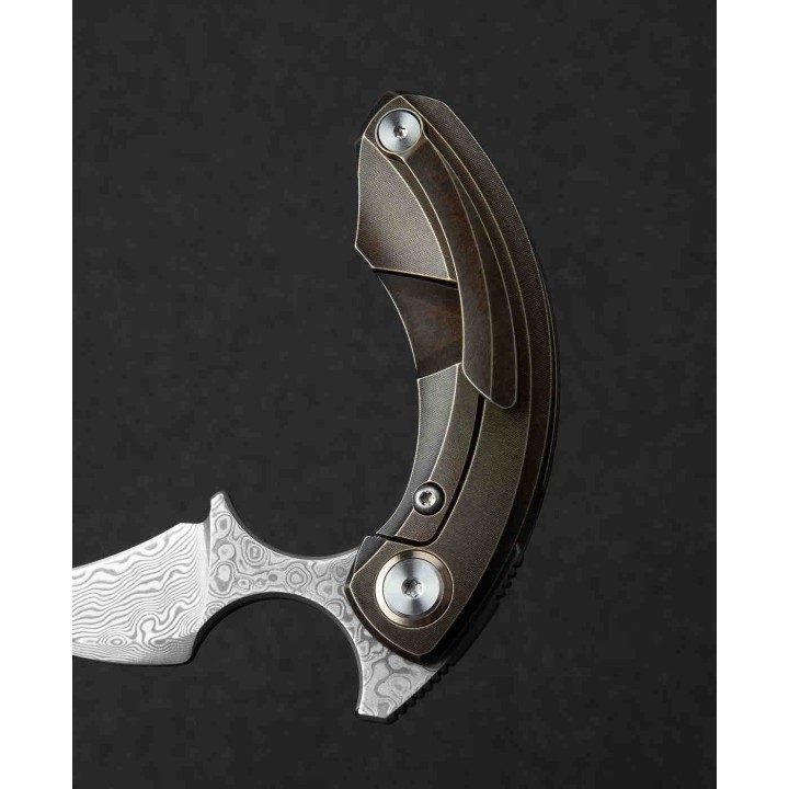 BTKT2103J Bestech Knives Strelit Damascus Blade Bronze Titanium Handle Framelock Clip – Livraison Gratuite