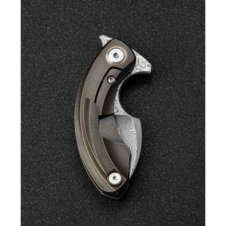 BTKT2103J Bestech Knives Strelit Damascus Blade Bronze Titanium Handle Framelock Clip – Livraison Gratuite