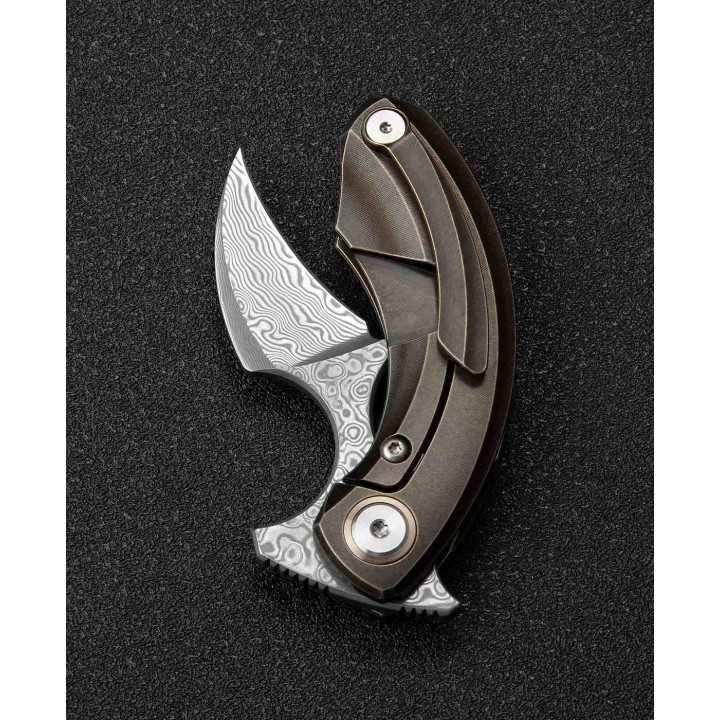 BTKT2103J Bestech Knives Strelit Damascus Blade Bronze Titanium Handle Framelock Clip – Livraison Gratuite