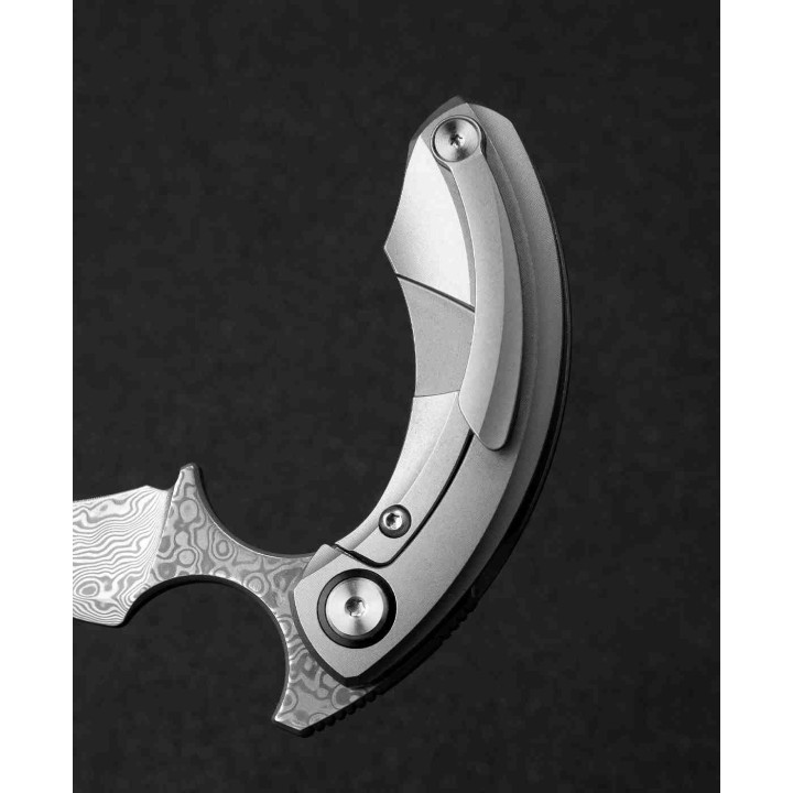 BTKT2103G Bestech Knives Strelit Damascus Blade Gray Titanium Handle Framelock Clip – Livraison Gratuite