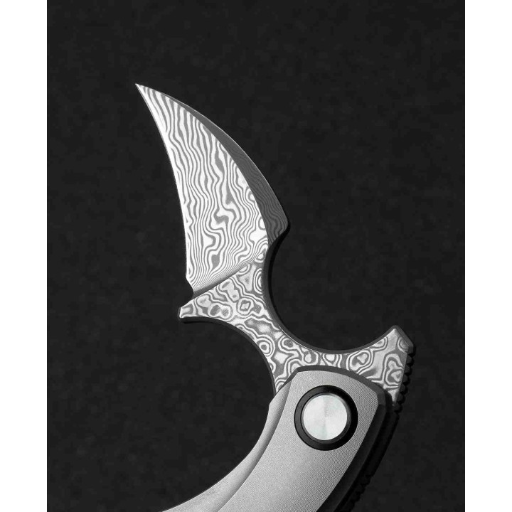 BTKT2103G Bestech Knives Strelit Damascus Blade Gray Titanium Handle Framelock Clip – Livraison Gratuite