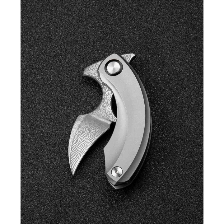 BTKT2103G Bestech Knives Strelit Damascus Blade Gray Titanium Handle Framelock Clip – Livraison Gratuite