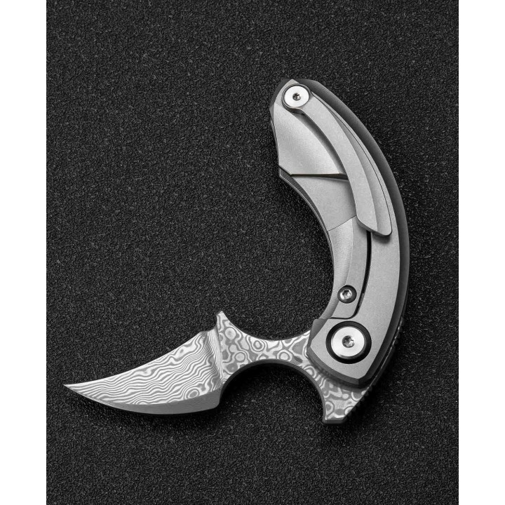 BTKT2103G Bestech Knives Strelit Damascus Blade Gray Titanium Handle Framelock Clip – Livraison Gratuite