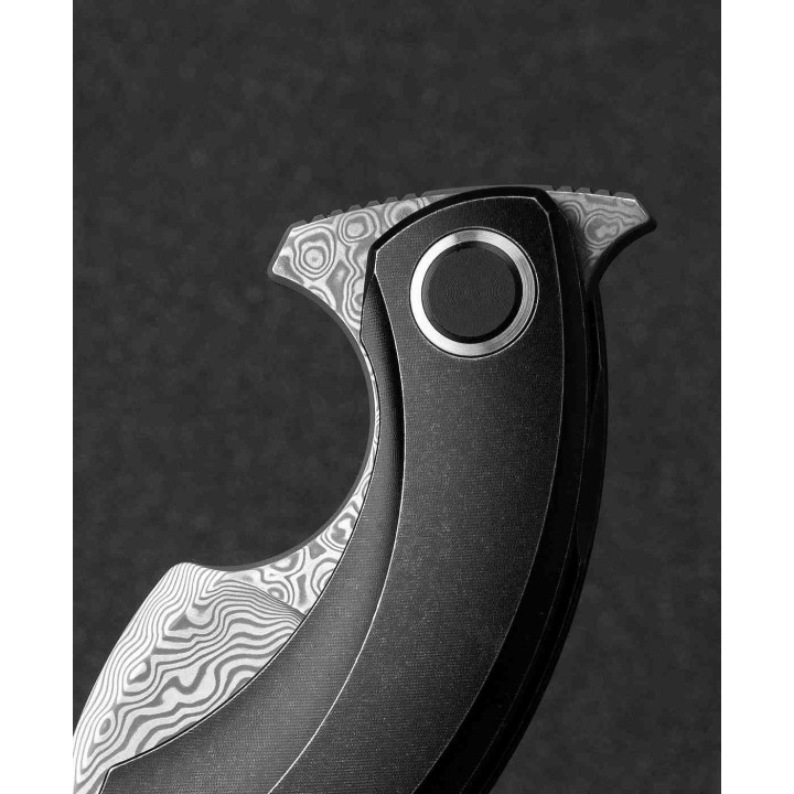 BTKT2103H Bestech Knives Strelit Damascus Blade Black Titanium Handle Framelock Clip – Livraison Gratuite