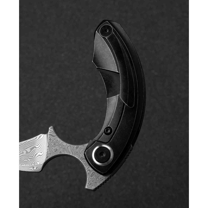 BTKT2103H Bestech Knives Strelit Damascus Blade Black Titanium Handle Framelock Clip – Livraison Gratuite