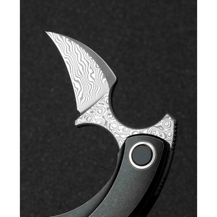 BTKT2103H Bestech Knives Strelit Damascus Blade Black Titanium Handle Framelock Clip – Livraison Gratuite