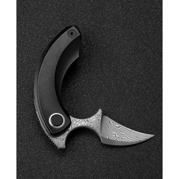 BTKT2103H Bestech Knives Strelit Damascus Blade Black Titanium Handle Framelock Clip – Livraison Gratuite