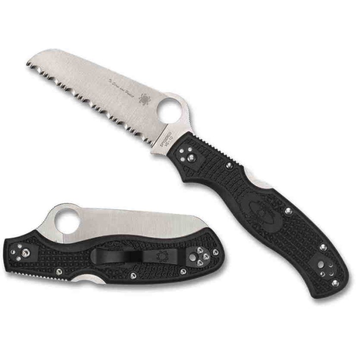 Couteau Spyderco Rescue 3 Manche Black FRN Acier VG-10 Serrated Made In Japan SC14SBK3 - Livraison Gratuite