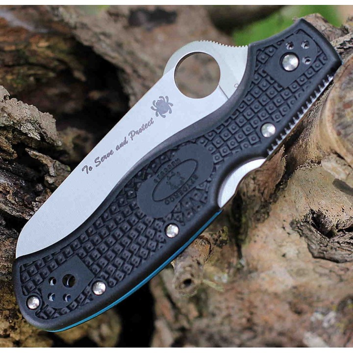 Couteau Spyderco Rescue 3 Manche Black FRN Acier VG-10 Serrated Made In Japan SC14SBK3 - Livraison Gratuite