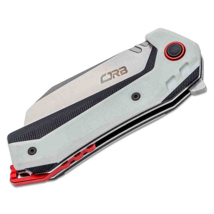 Couteau CJRB Tigris White/Black Lame Acier AR-RPM9 Manche G10 IKBS Linerlock Clip J1919WH - Livraison Gratuite