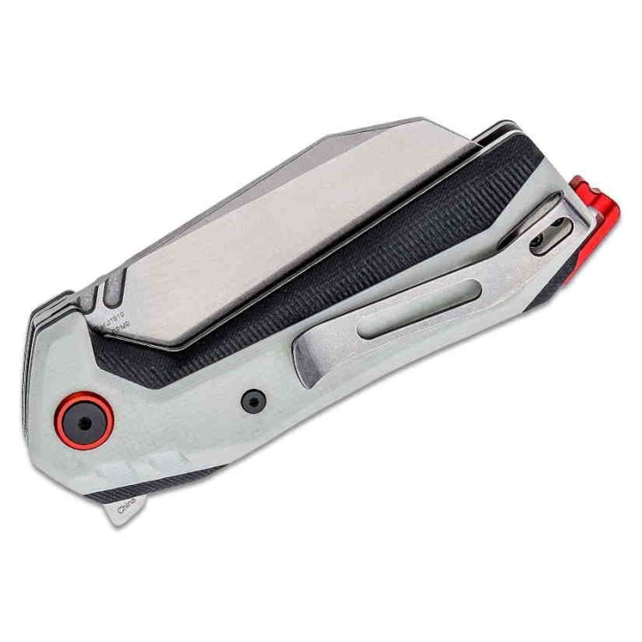 Couteau CJRB Tigris White/Black Lame Acier AR-RPM9 Manche G10 IKBS Linerlock Clip J1919WH - Livraison Gratuite