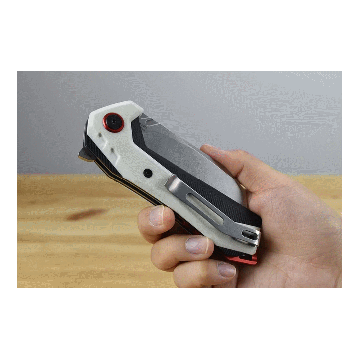 Couteau CJRB Tigris White/Black Lame Acier AR-RPM9 Manche G10 IKBS Linerlock Clip J1919WH - Livraison Gratuite