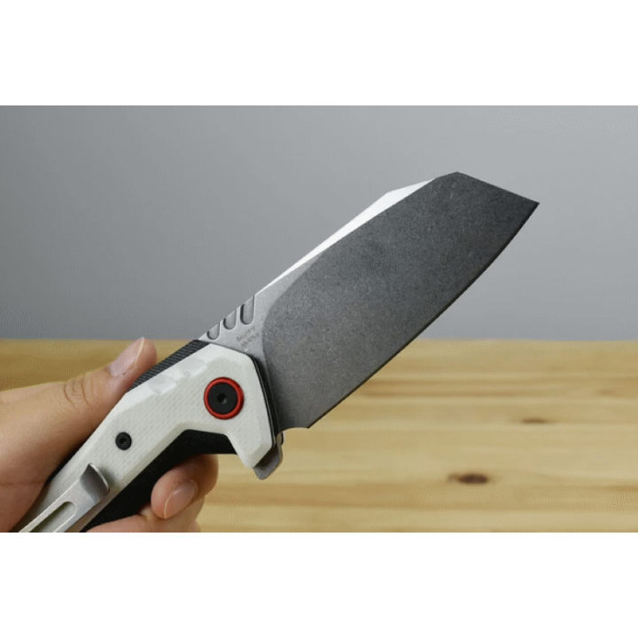 Couteau CJRB Tigris White/Black Lame Acier AR-RPM9 Manche G10 IKBS Linerlock Clip J1919WH - Livraison Gratuite