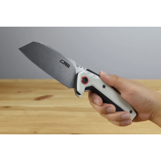 Couteau CJRB Tigris White/Black Lame Acier AR-RPM9 Manche G10 IKBS Linerlock Clip J1919WH - Livraison Gratuite