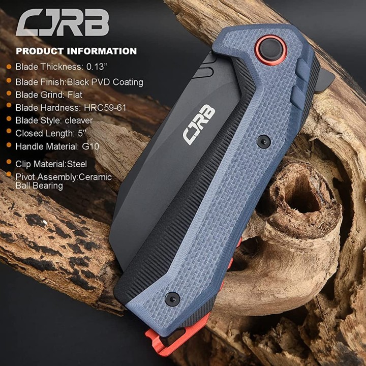 Couteau CJRB Tigris Blue/Black Lame Acier AR-RPM9 Manche G10 IKBS J1919BU - Livraison Gratuite